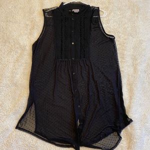 Black lace sleeveless tunic